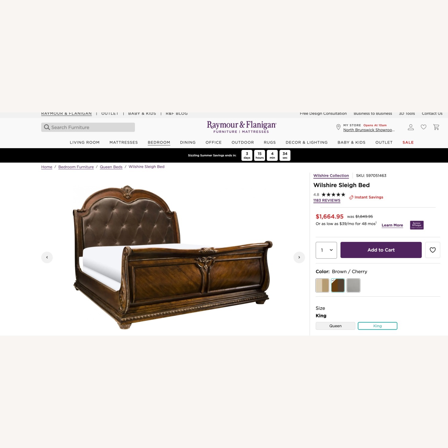 Raymour & Flanigan Wilshire King Sleigh Bed - image-4