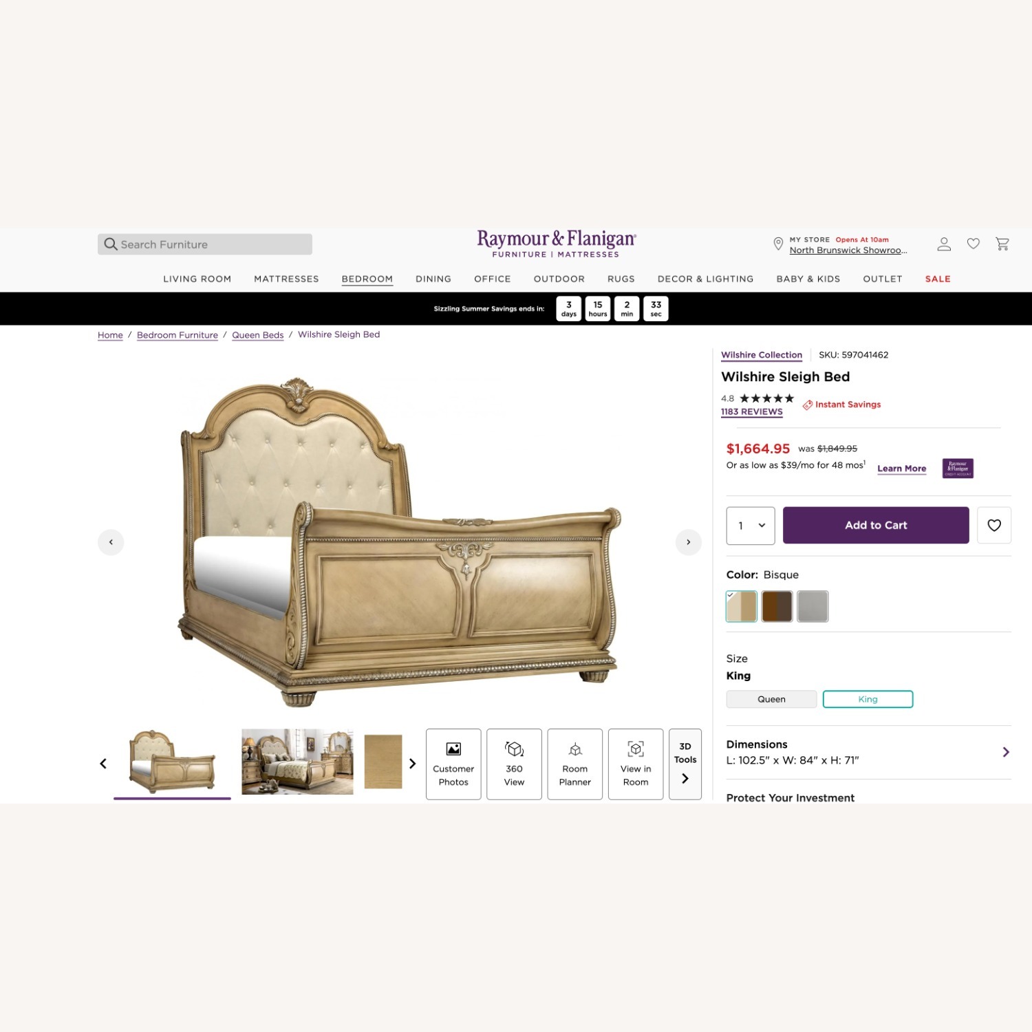Raymour & Flanigan Wilshire King Sleigh Bed - image-5