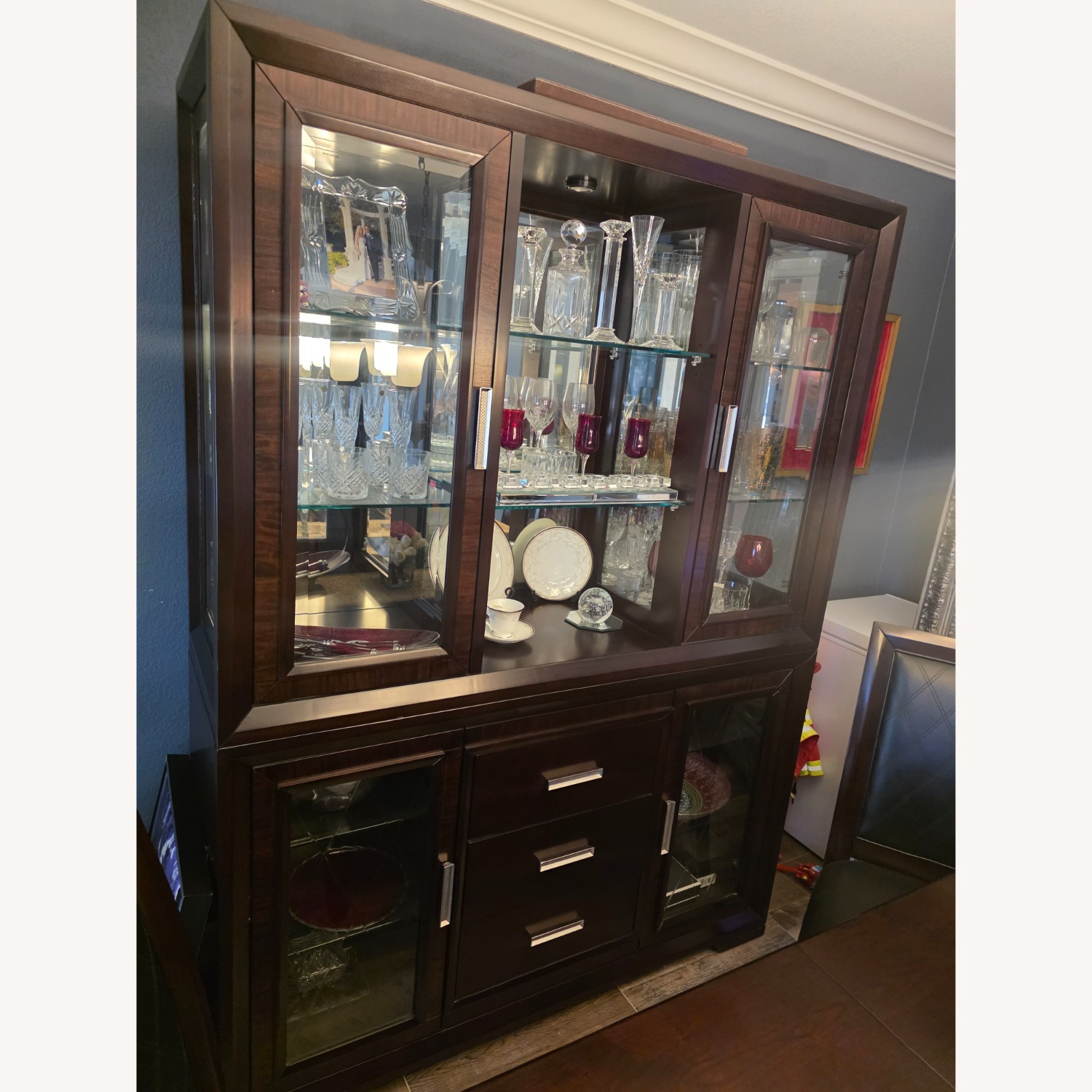 Modern Dark Brown Dining Hutch - image-2