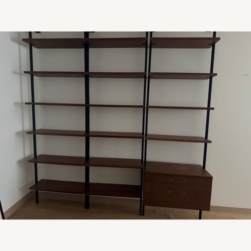 Used CB2 Helix Dark Brown Wood Veneer Wall Shelf for sale on AptDeco