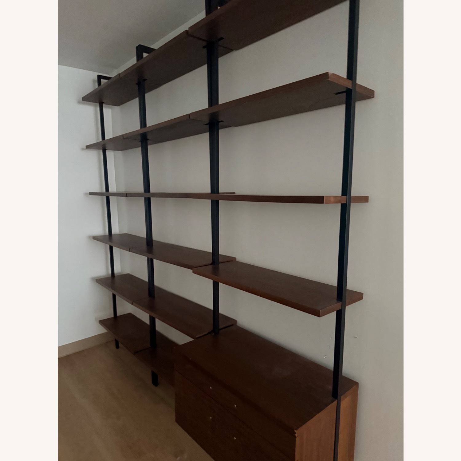 CB2 Helix Dark Brown Wood Veneer Wall Shelf - image-2