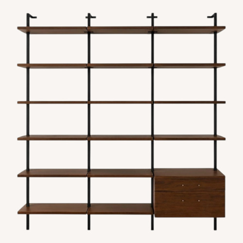 Used CB2 Helix Dark Brown Wood Veneer Wall Shelf for sale on AptDeco