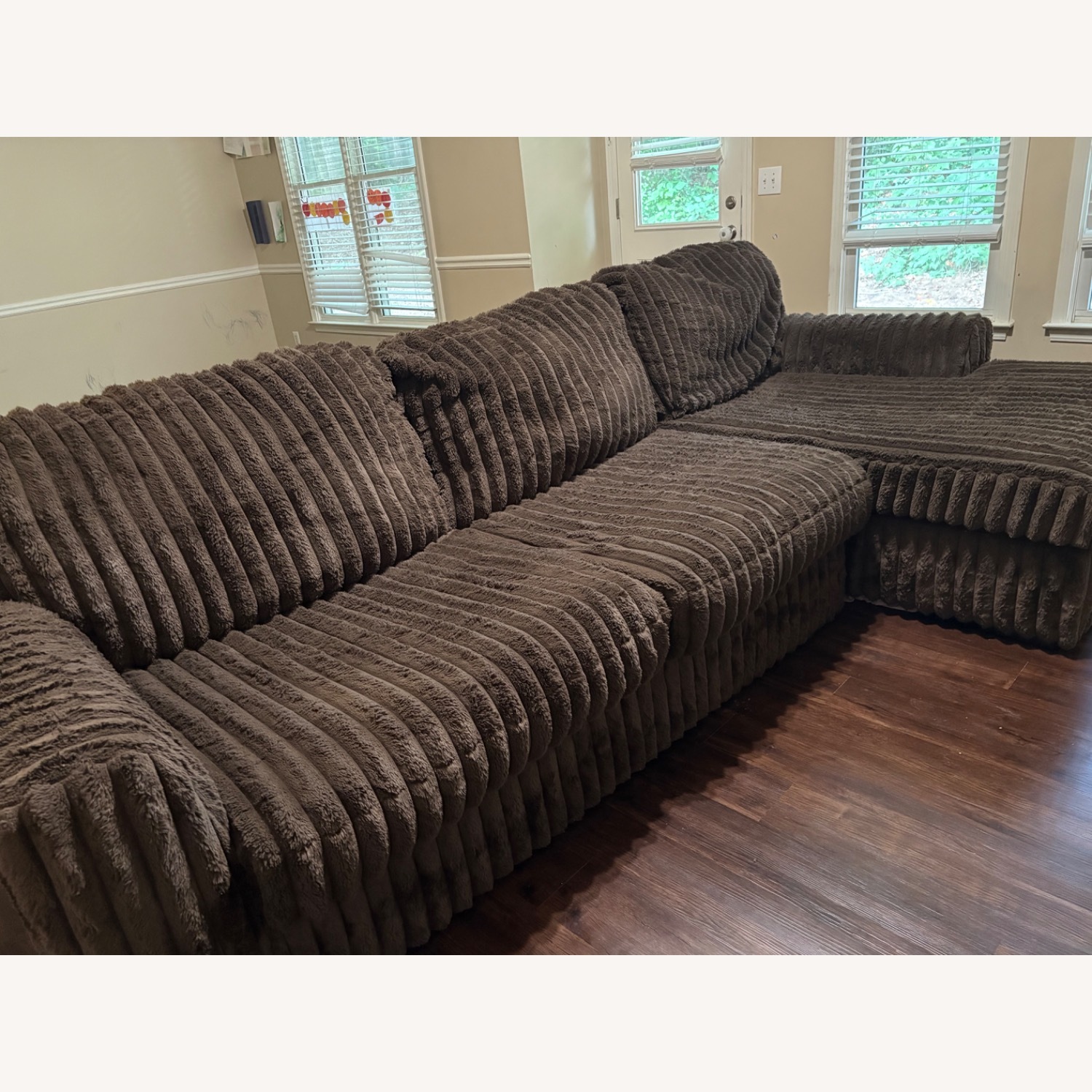 Dark Brown Fur and Hide 2 Piece Sectional - image-1