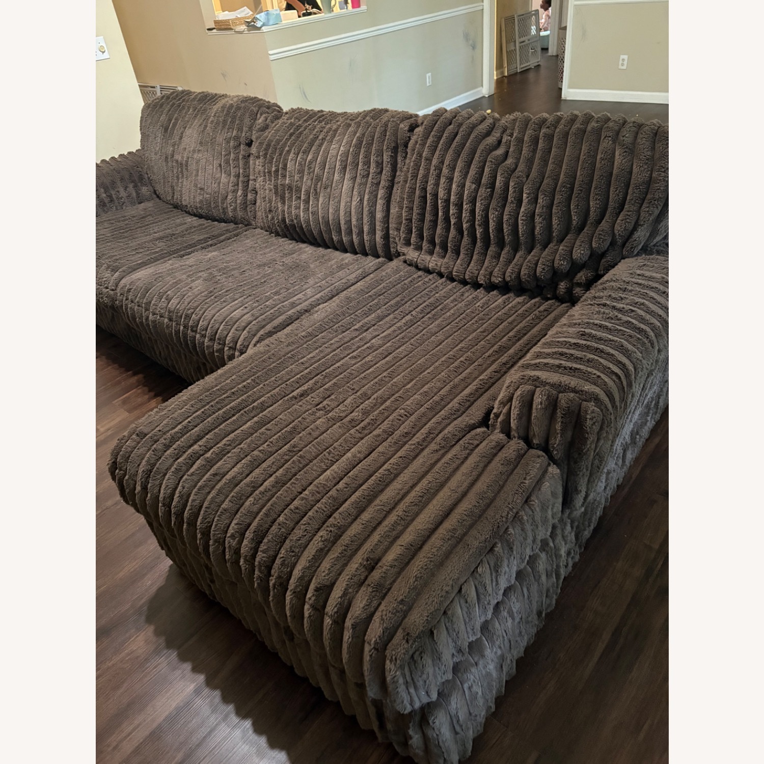 Dark Brown Fur and Hide 2 Piece Sectional - image-2