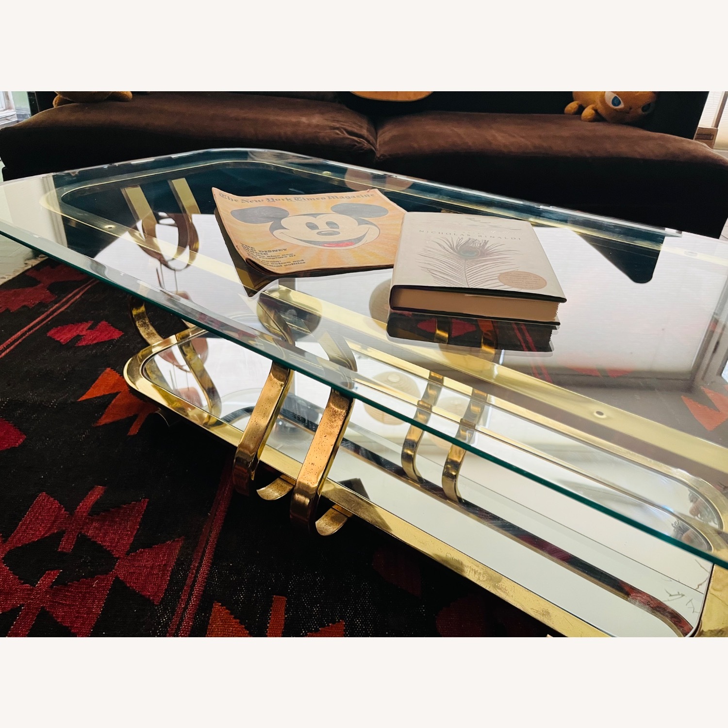 Brass & Glass Coffee Table Hollywood Regency Glam  - image-11