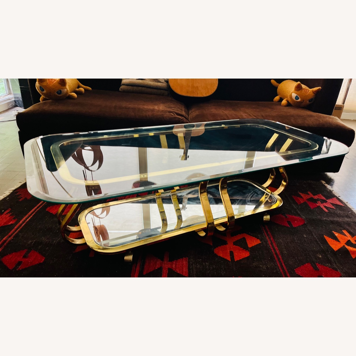 Brass & Glass Coffee Table Hollywood Regency Glam  - image-5