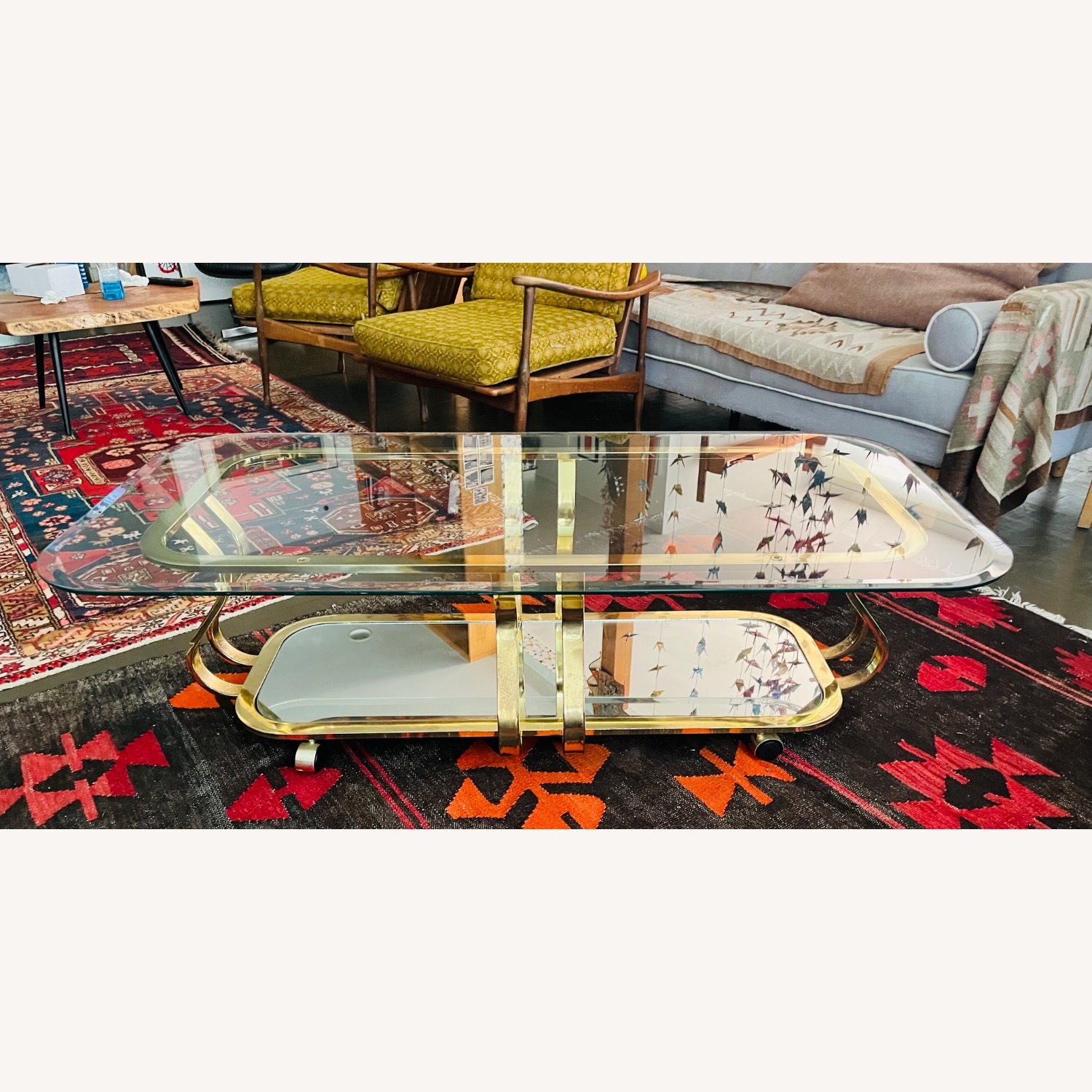 Brass & Glass Coffee Table Hollywood Regency Glam  - image-12