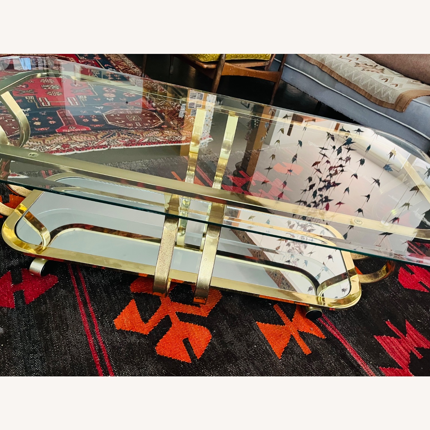 Brass & Glass Coffee Table Hollywood Regency Glam  - image-6