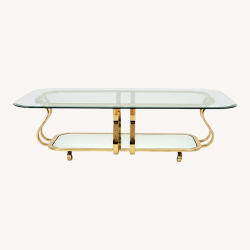 Used Brass & Glass Coffee Table Hollywood Regency Glam  for sale on AptDeco
