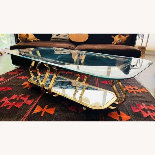 Used Brass & Glass Coffee Table Hollywood Regency Glam  for sale on AptDeco