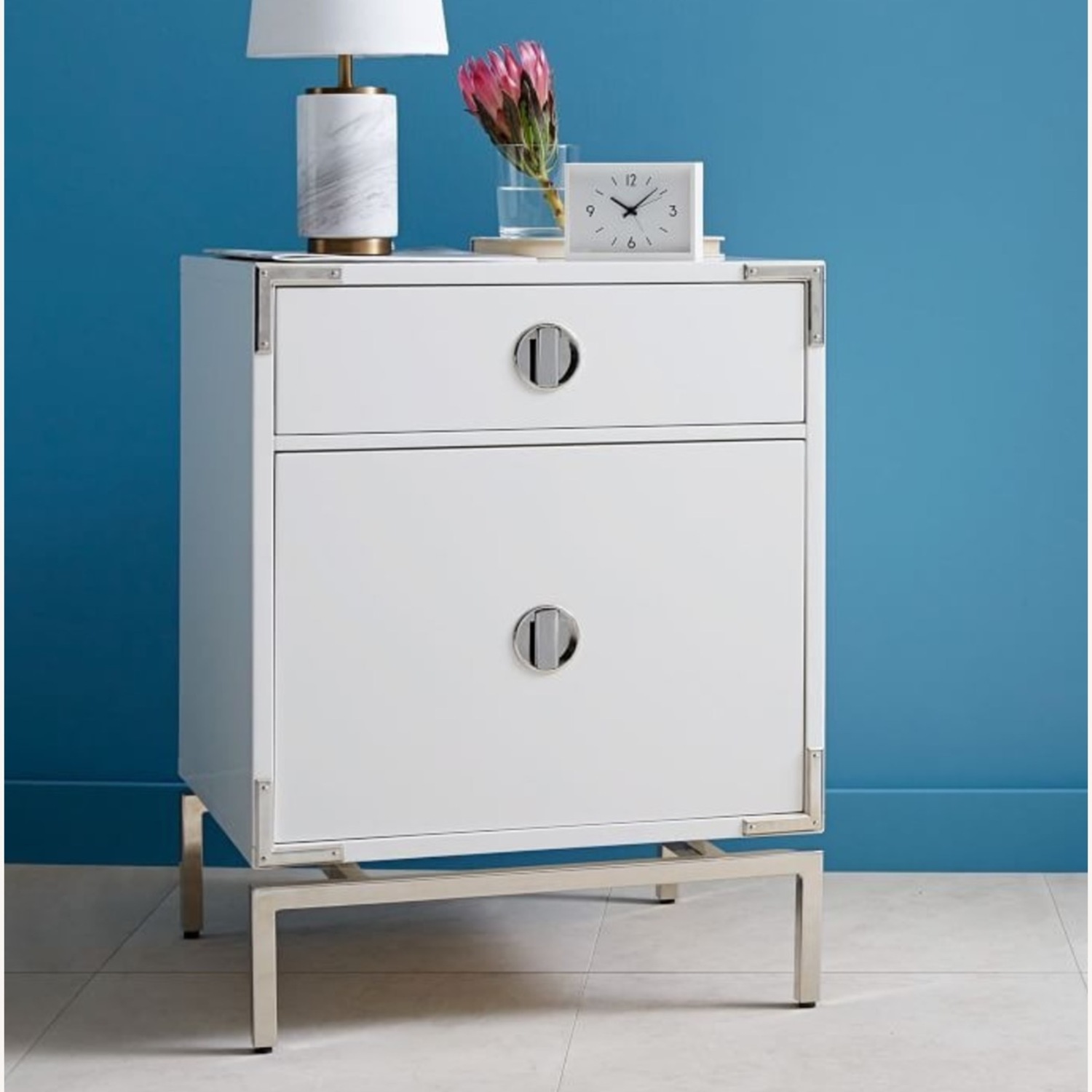 West Elm Malone Campaign White Nightstand - image-1