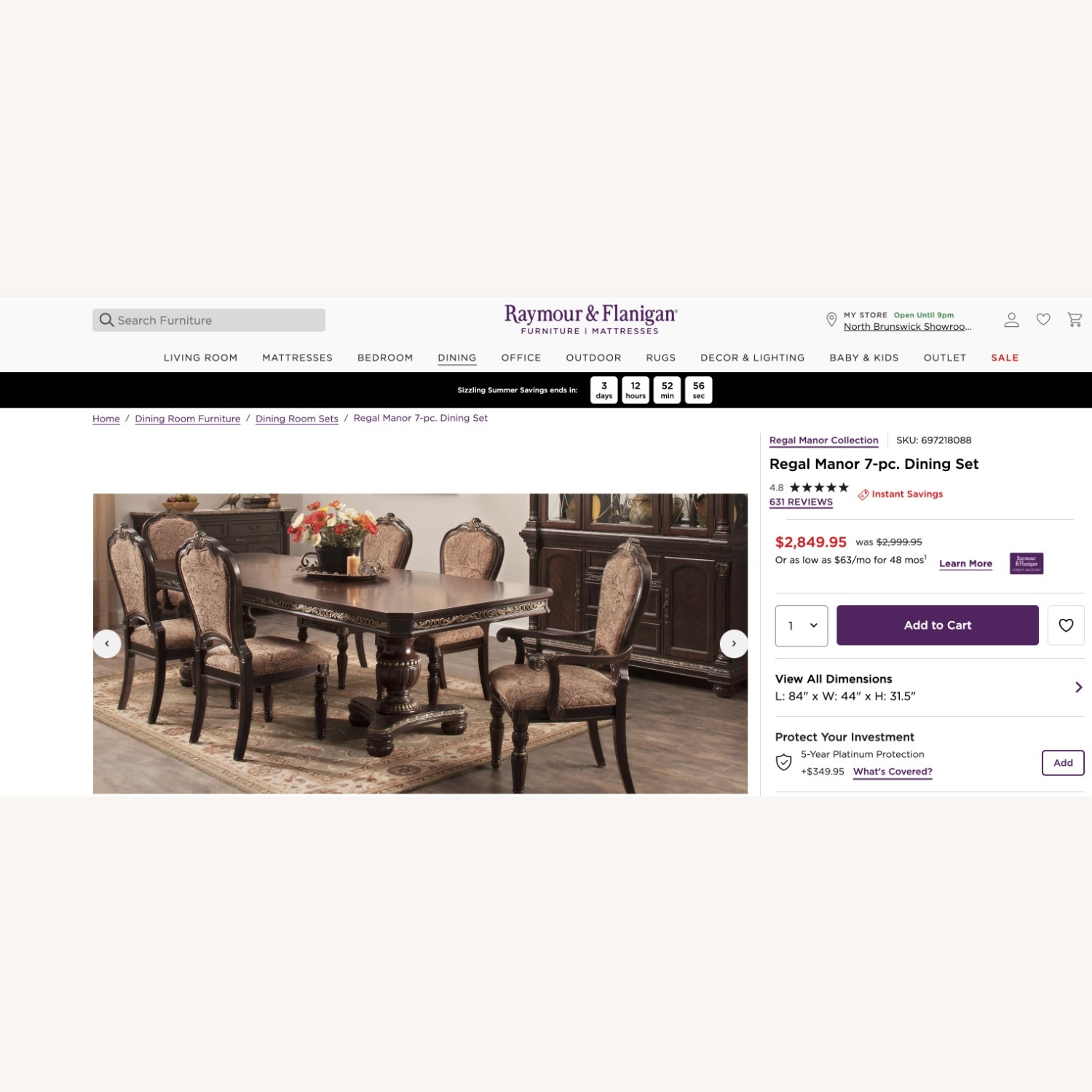 Raymour & Flanigan Regal Manor 7-pc. Dining Set - image-2