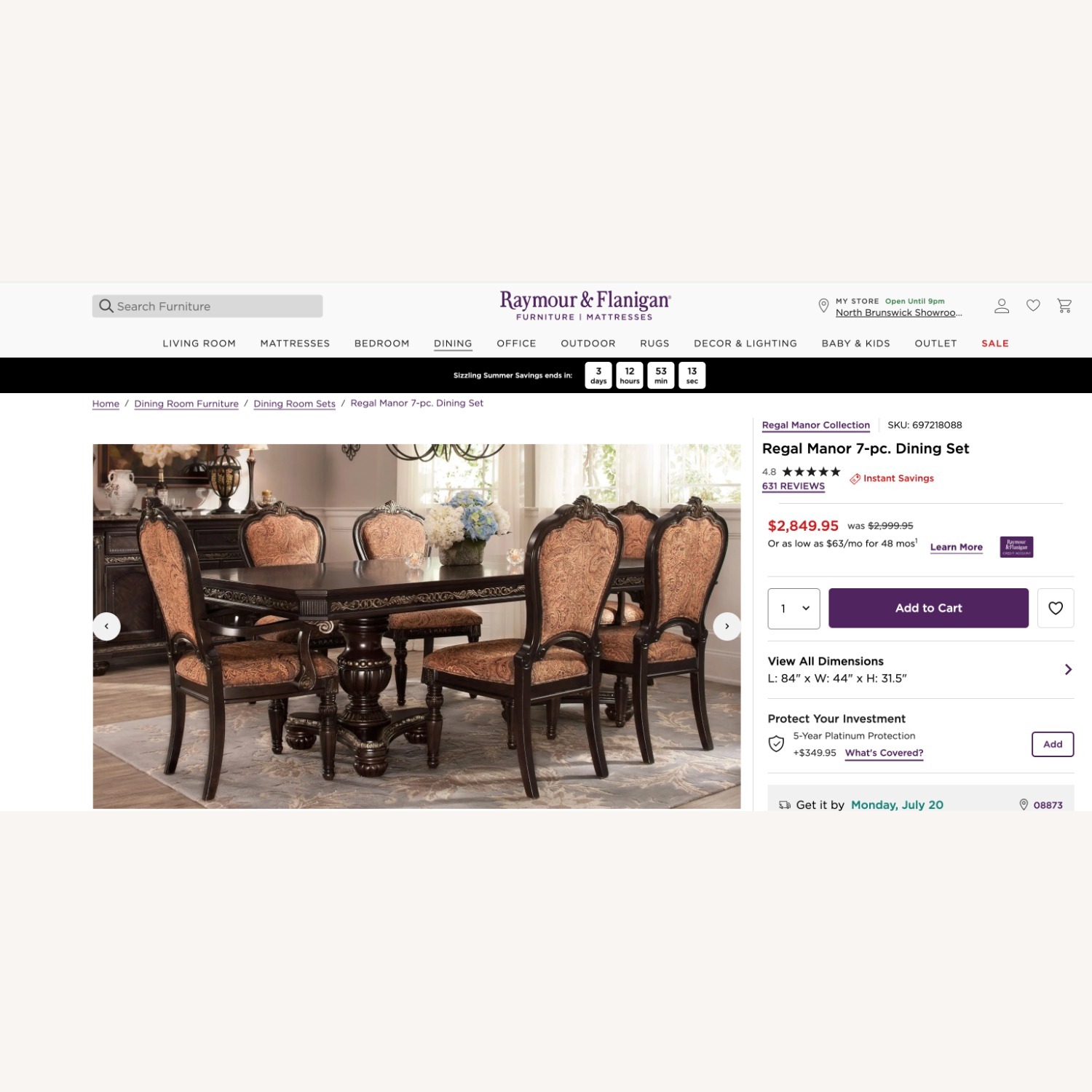 Raymour & Flanigan Regal Manor 7-pc. Dining Set - image-3