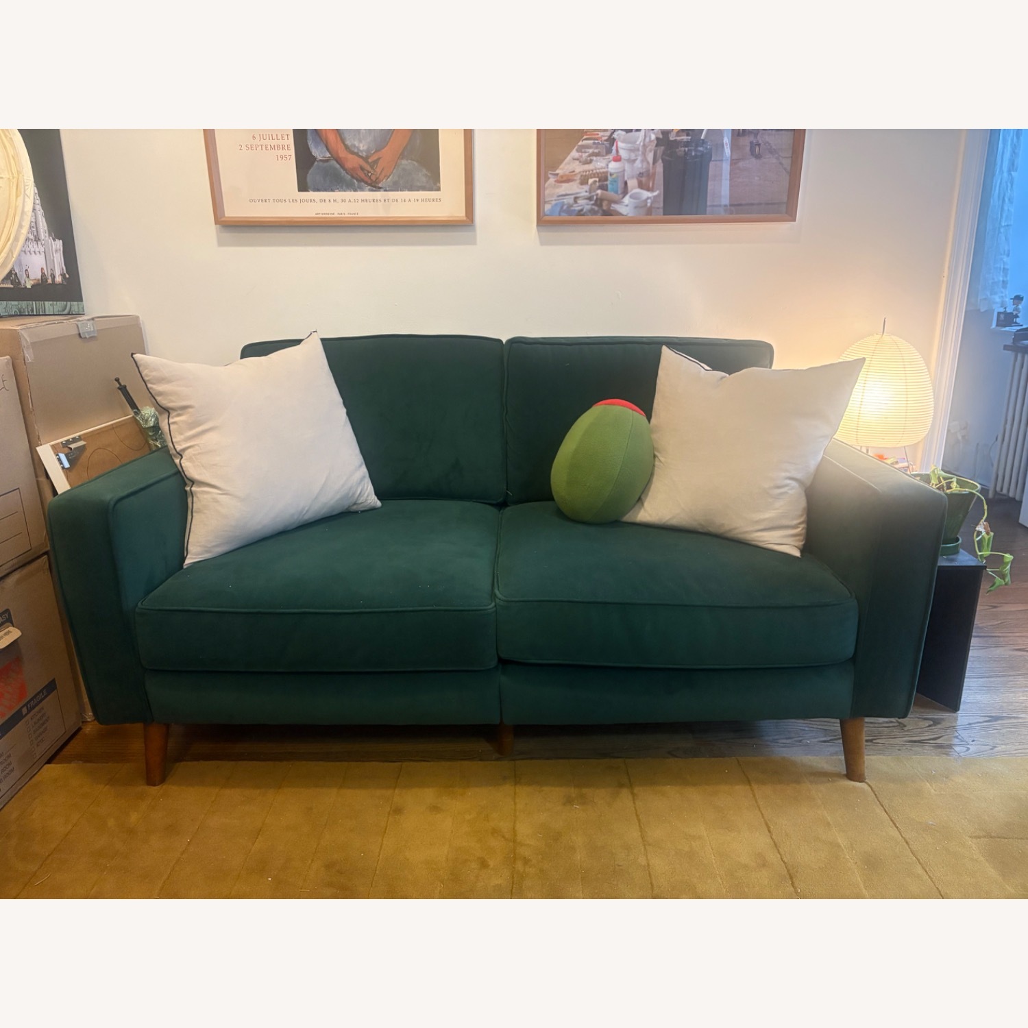 Burrow Nomad Green Velvet 2 Seater Sofa - image-1