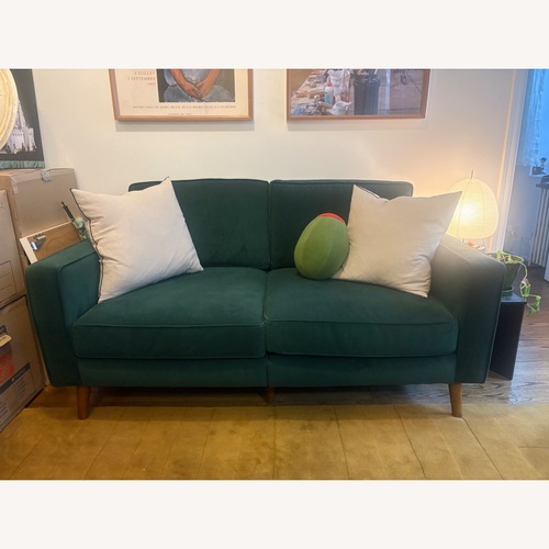 Used Burrow Nomad Green Velvet 2 Seater Sofa for sale on AptDeco