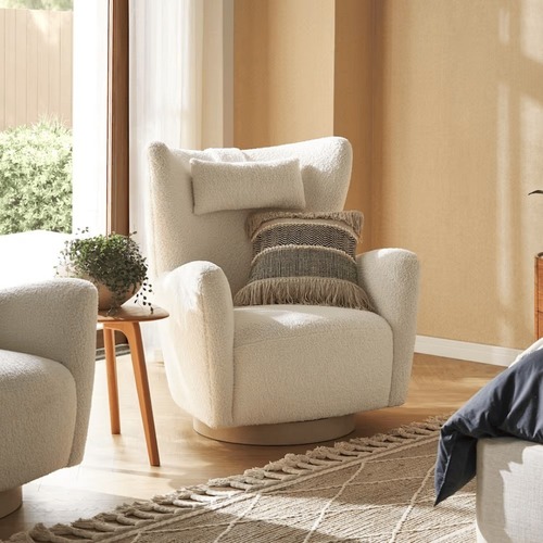 Used Collette Sherpa Swivel Armchair for sale on AptDeco