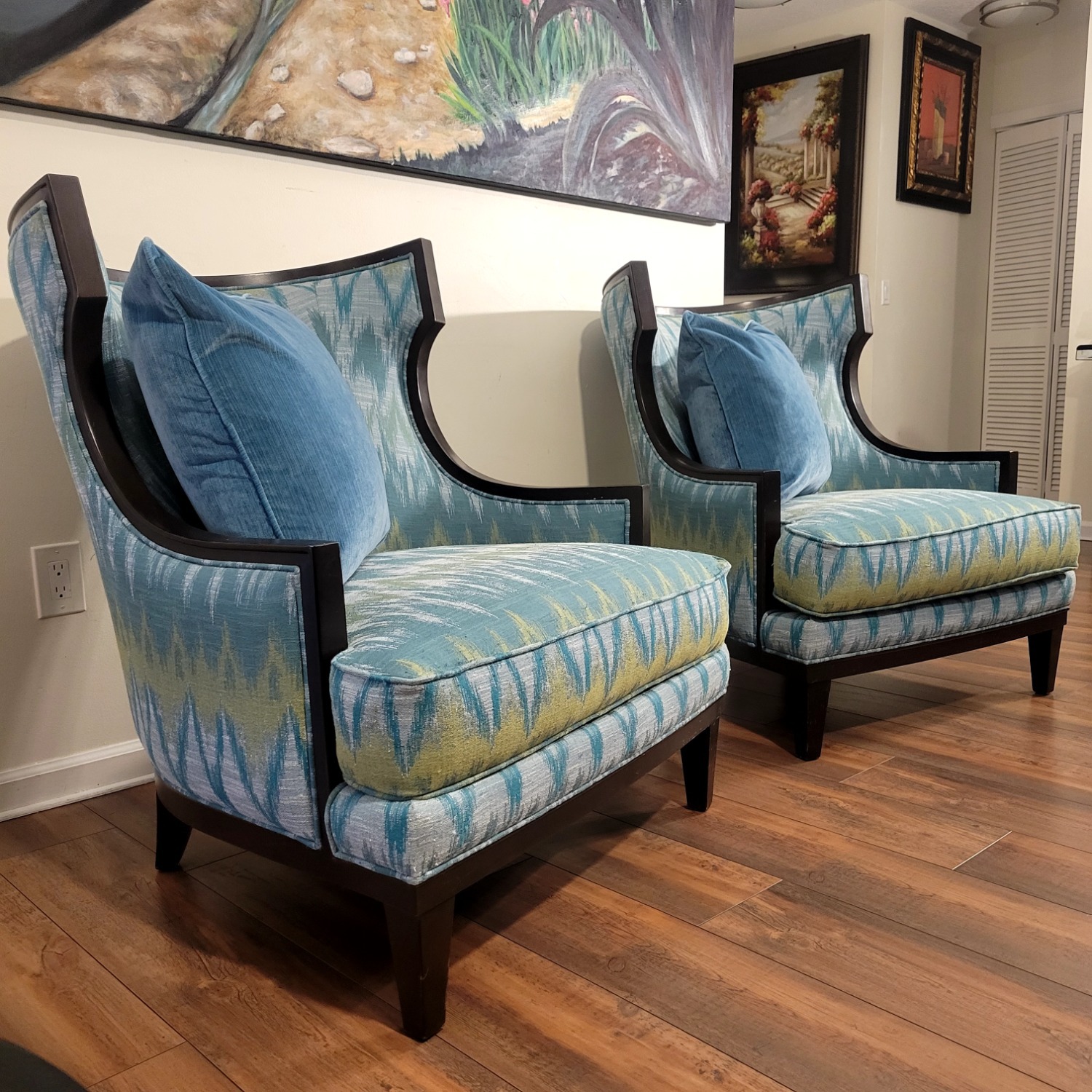Ethan Allen Blue Armchairs - image-3