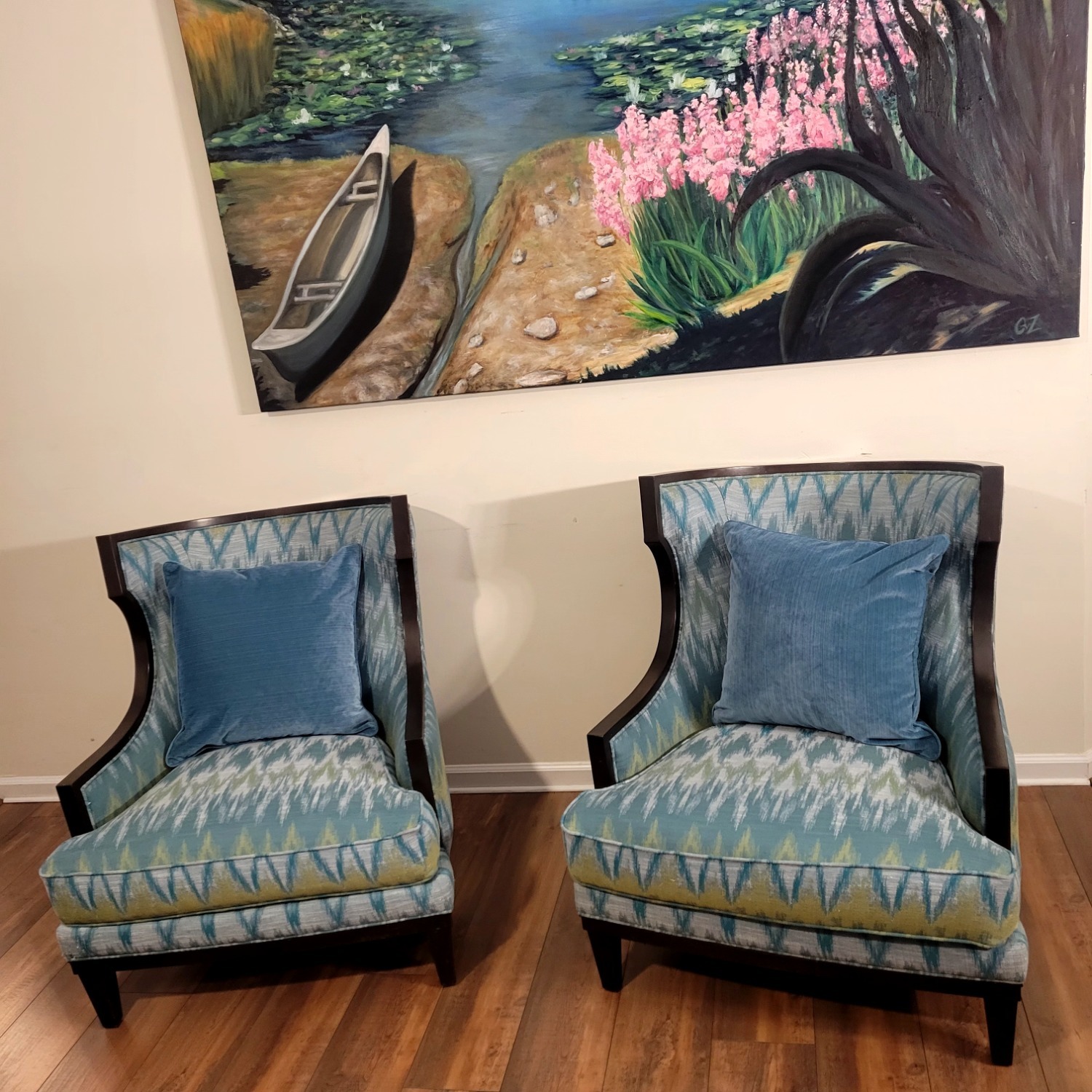 Ethan Allen Blue Armchairs - image-1