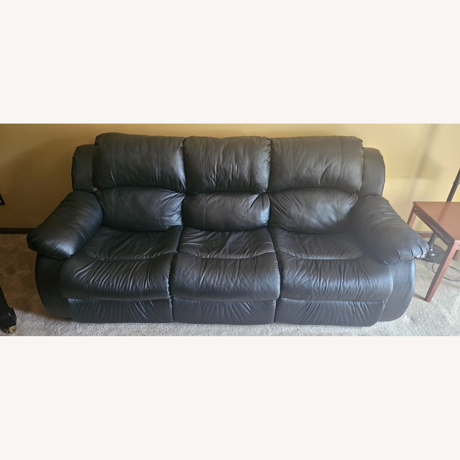 Black Leather 3+ Seater Sofa - image-1