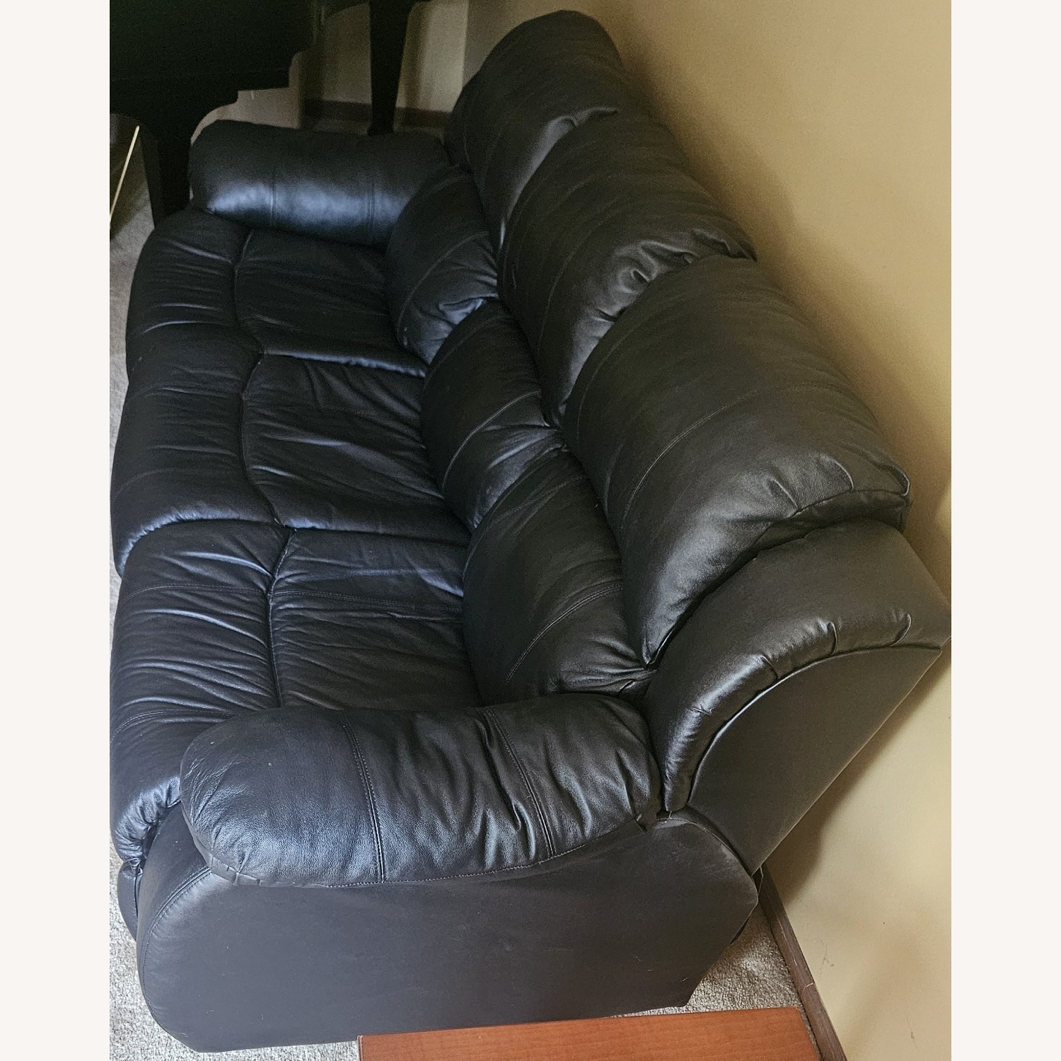 Black Leather 3+ Seater Sofa - image-2