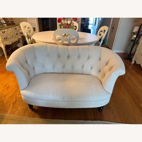 Used Pier 1 Imports Collette Natural Fabric Loveseat for sale on AptDeco