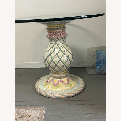 Used Original Mackenzie-Childs Ceramic Pedestal Table for sale on AptDeco