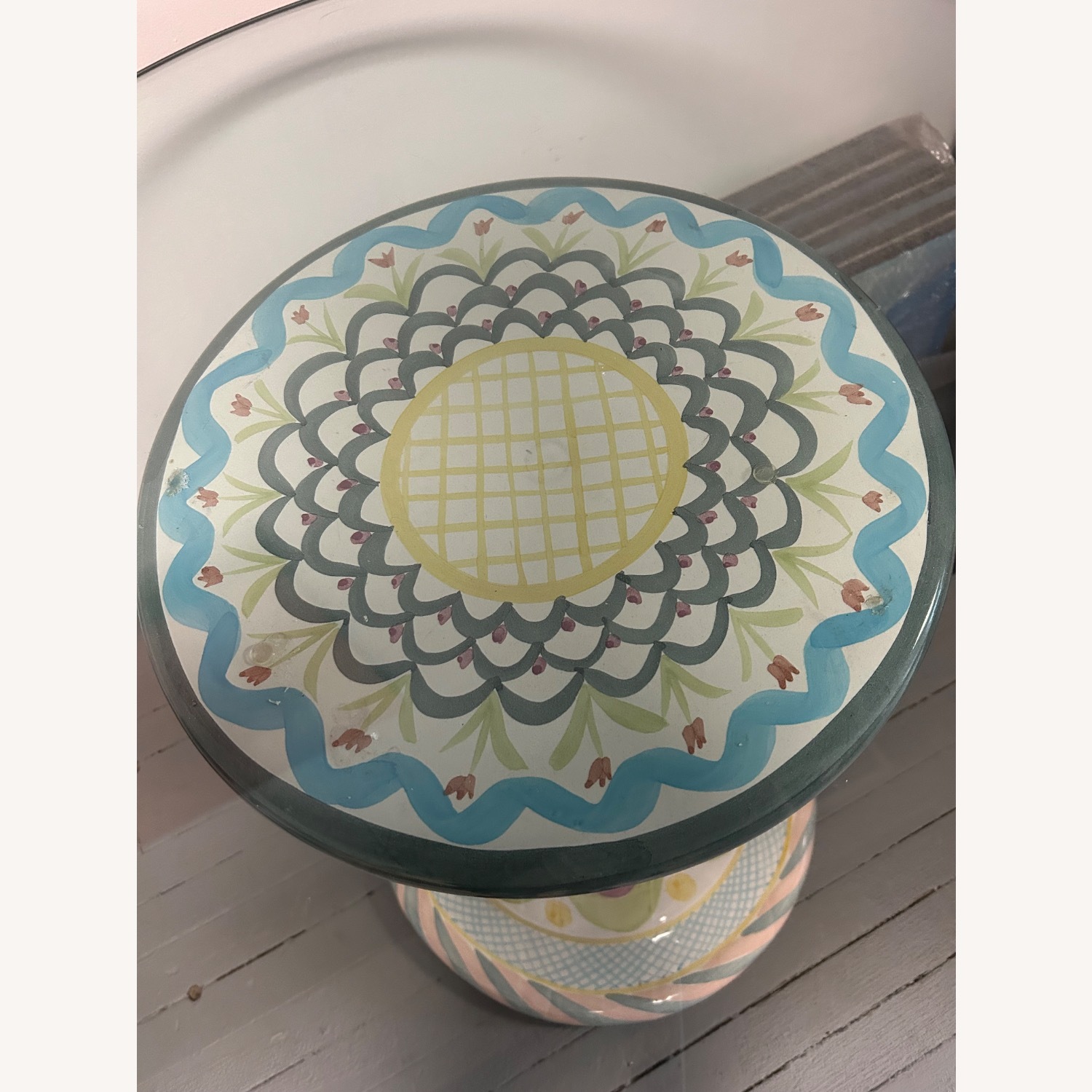 Original Mackenzie-Childs Ceramic Pedestal Table - image-2