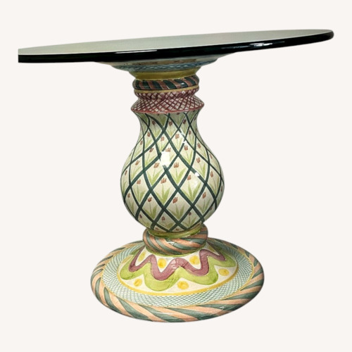 Used Original Mackenzie-Childs Ceramic Pedestal Table for sale on AptDeco