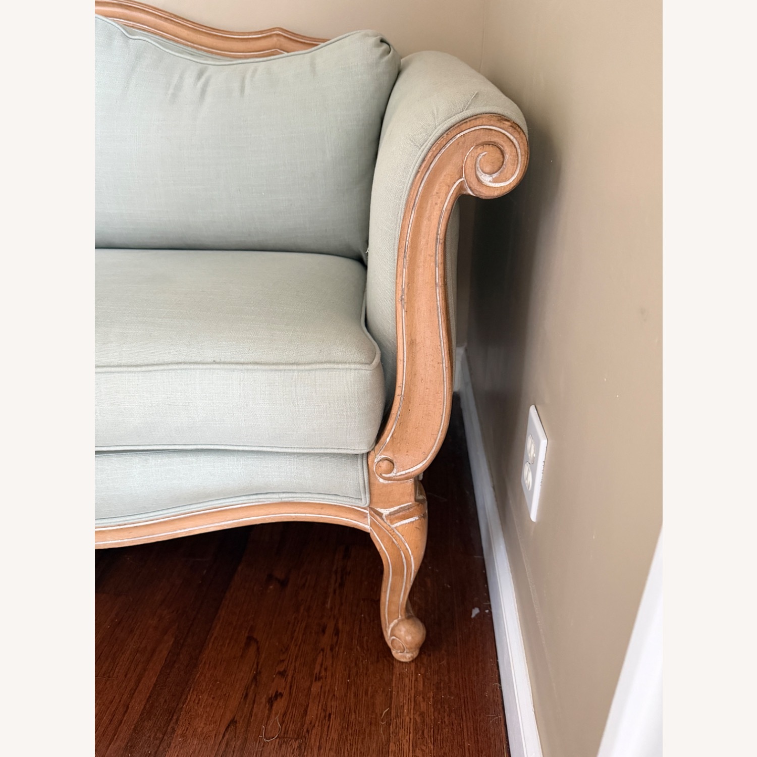 Ethan Allen Light Green Evette Settee - image-4