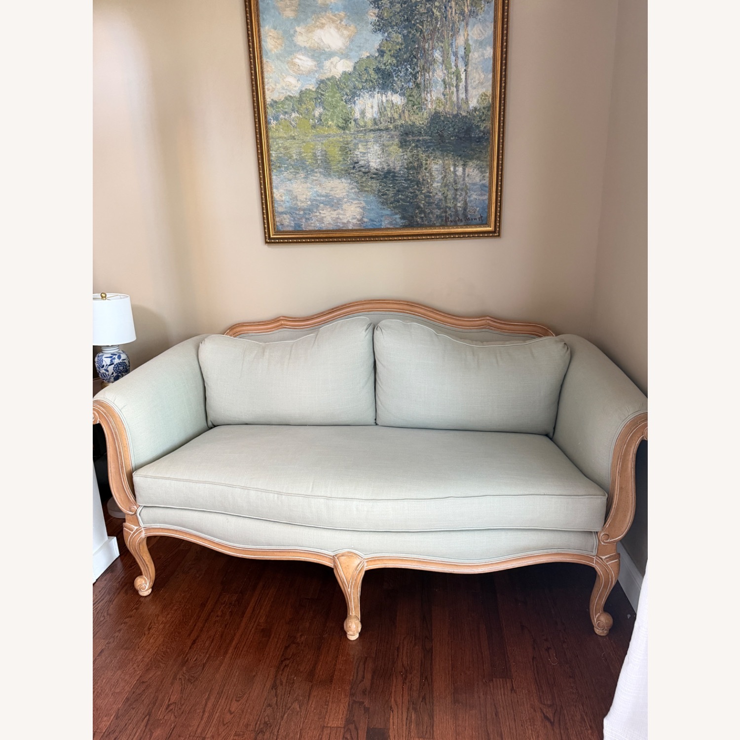 Ethan Allen Light Green Evette Settee - image-2