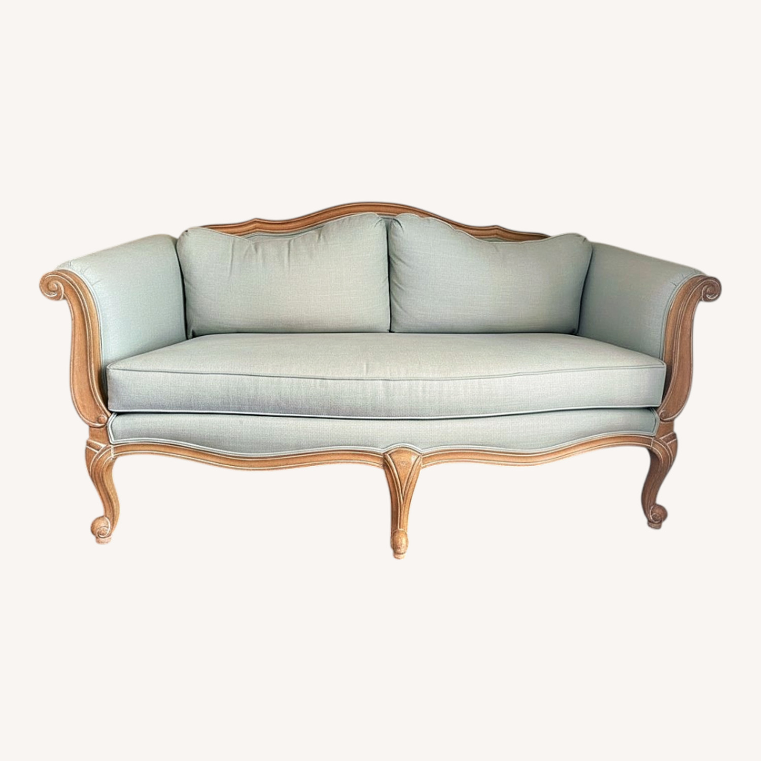 Ethan Allen Light Green Evette Settee - image-0