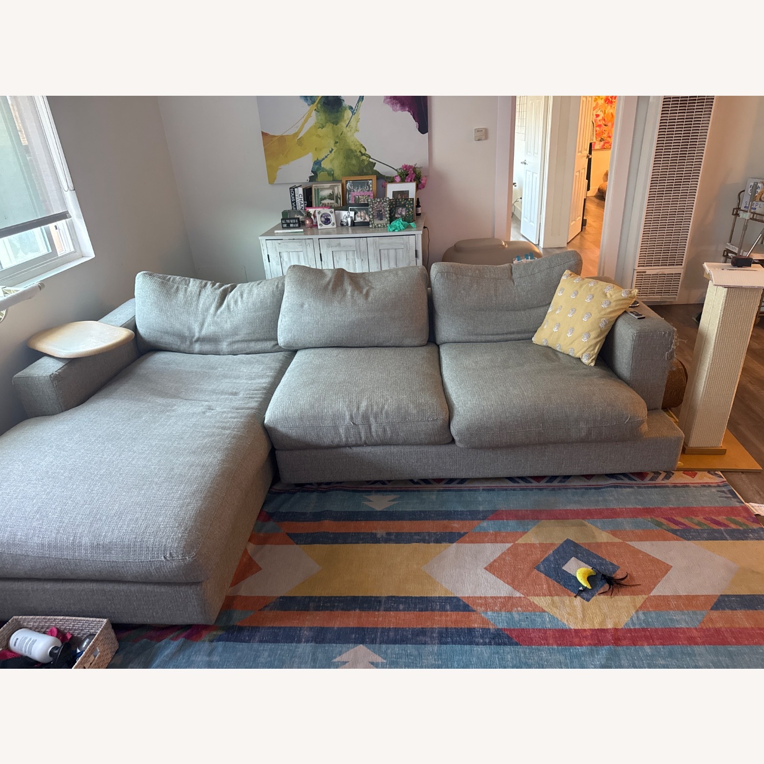 Light Gray Fabric 2 Piece Sectional with Chaise - image-1