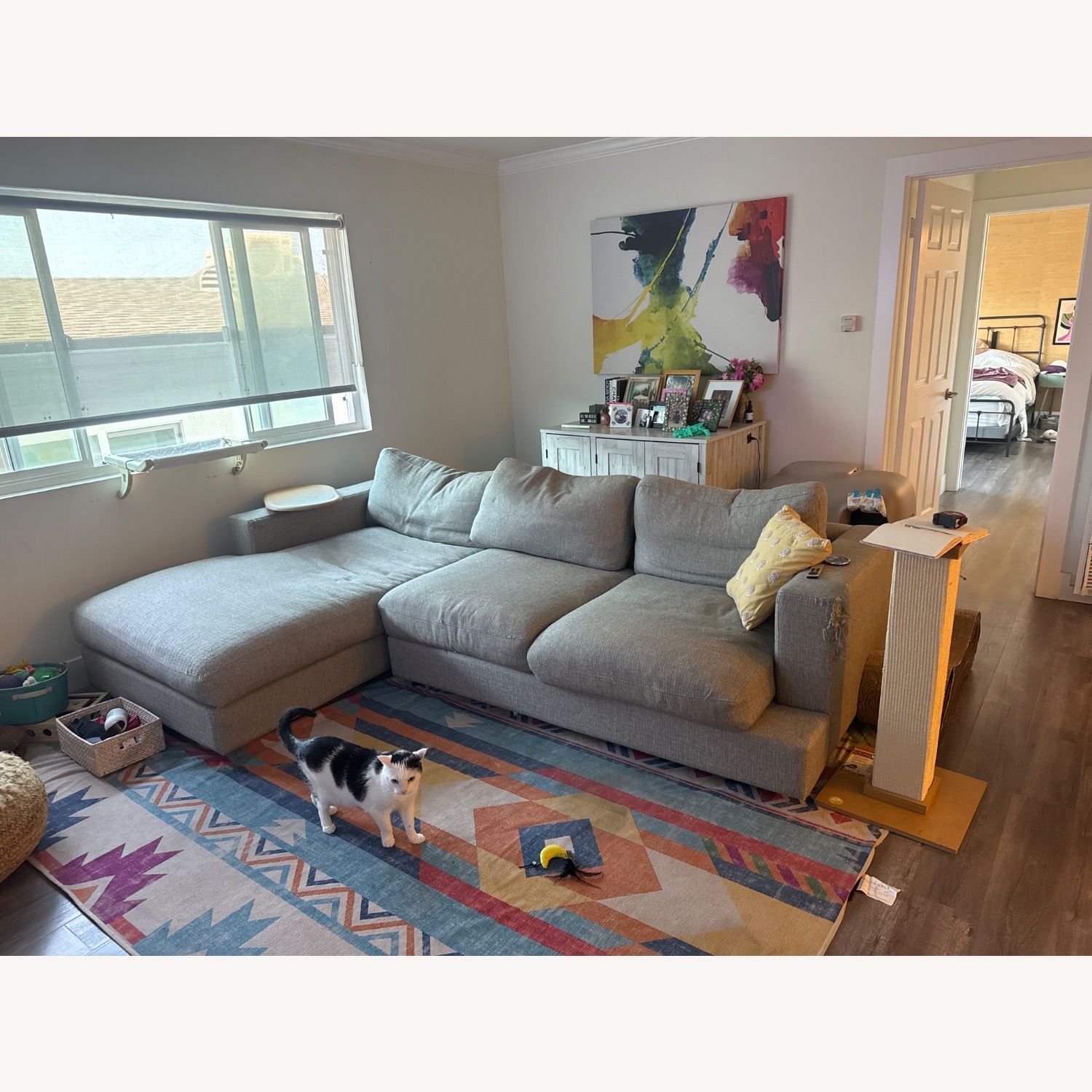 Light Gray Fabric 2 Piece Sectional with Chaise - image-2