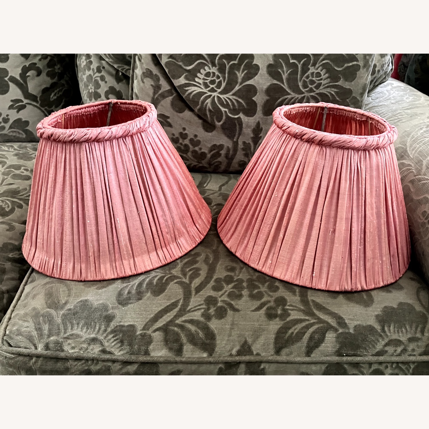 Set of 2 Vaughan Designs Pink Silk Lampshades - image-1