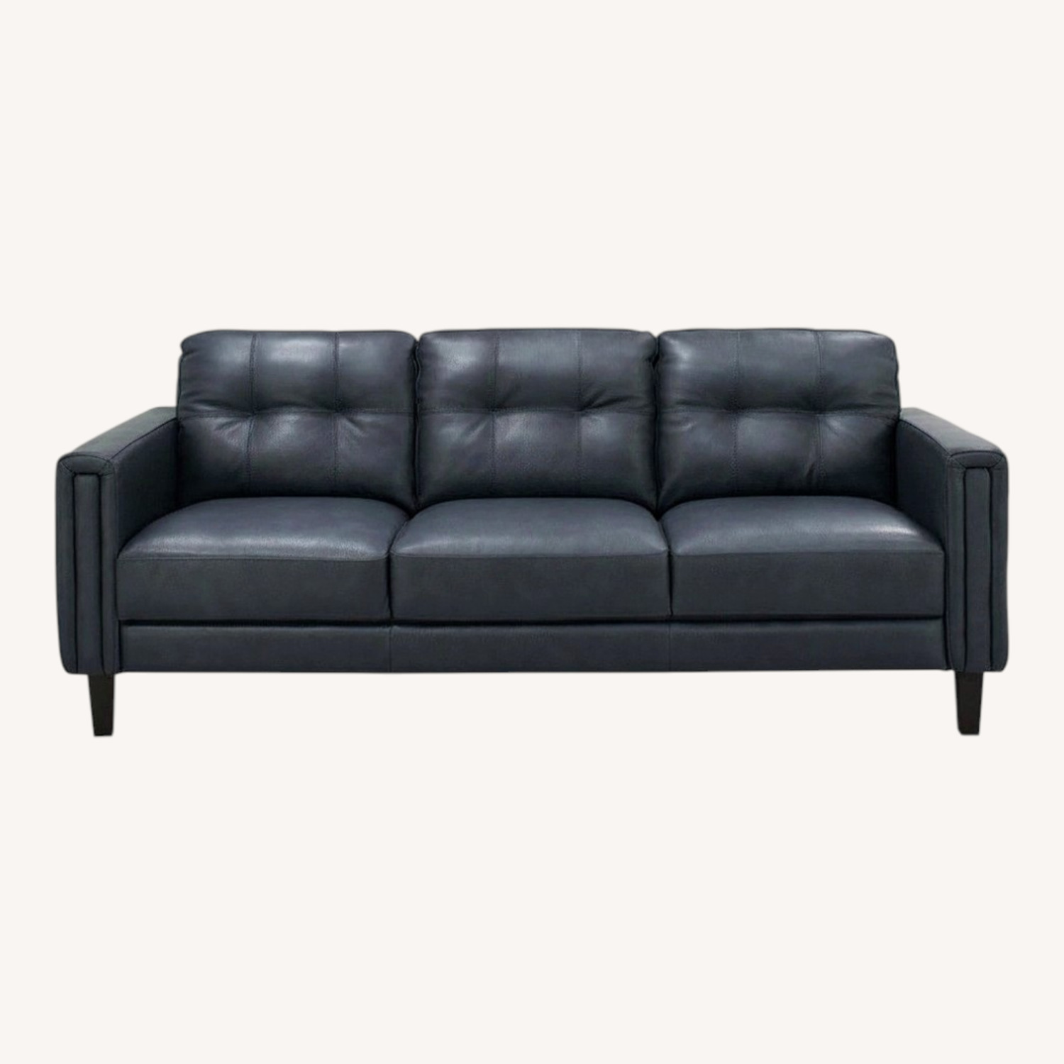 Raymour Leather Salerno Sofa + 2 Poly & Bark Ottomans - image-0