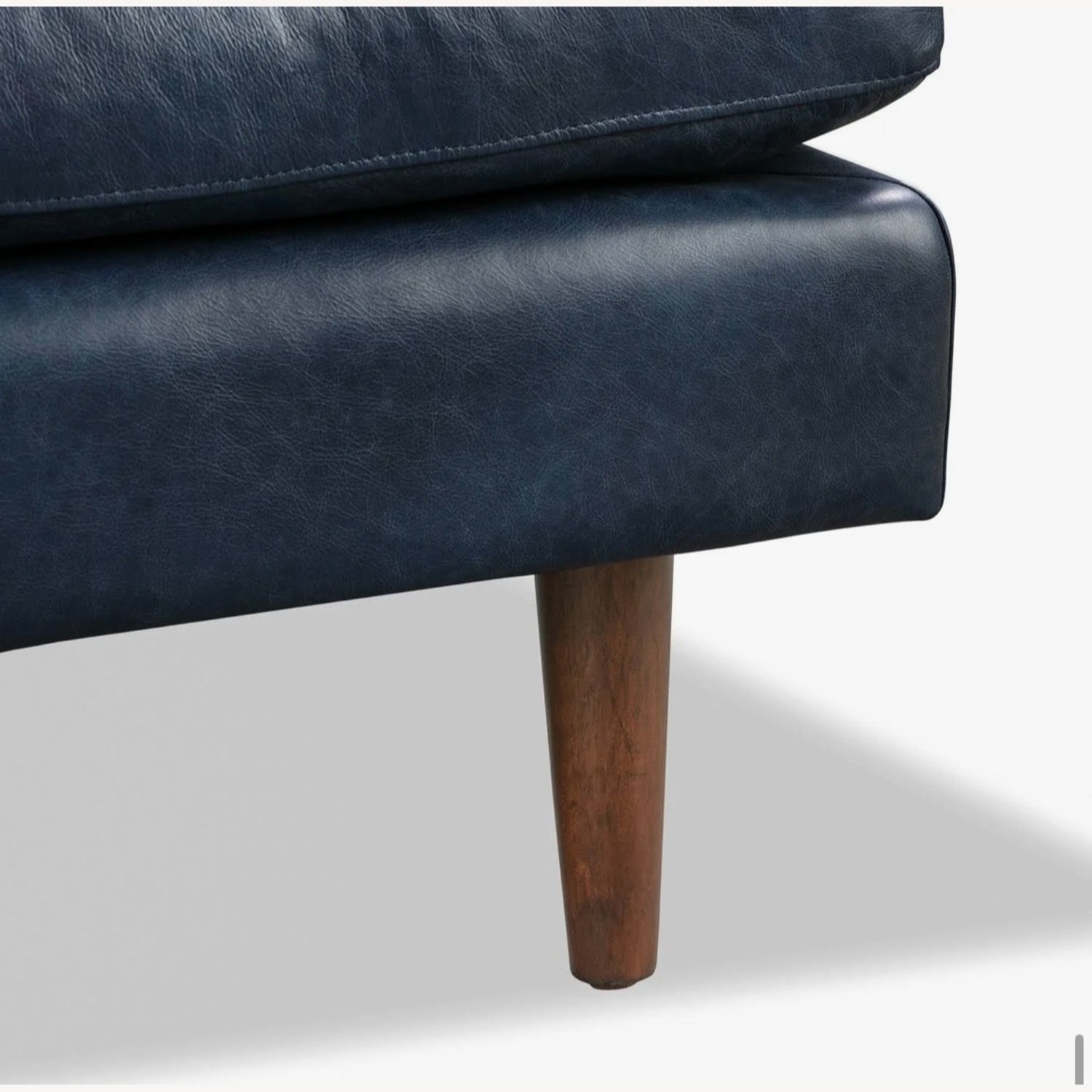 Raymour Leather Salerno Sofa + 2 Poly & Bark Ottomans - image-9