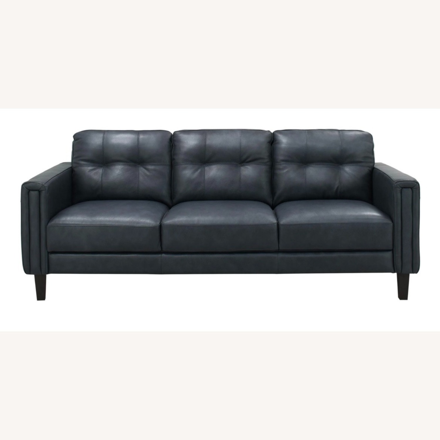 Raymour Leather Salerno Sofa + 2 Poly & Bark Ottomans - image-2