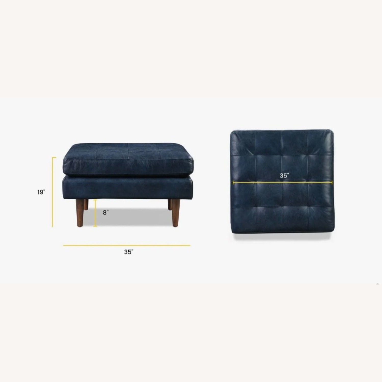 Raymour Leather Salerno Sofa + 2 Poly & Bark Ottomans - image-10