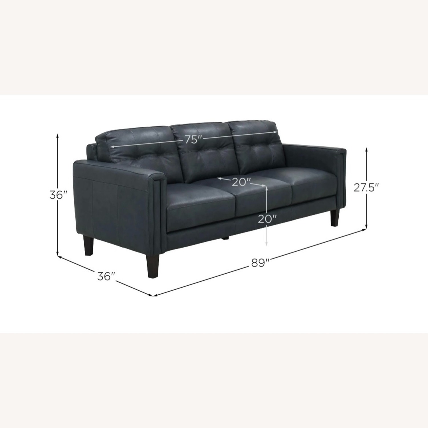 Raymour Leather Salerno Sofa + 2 Poly & Bark Ottomans - image-6