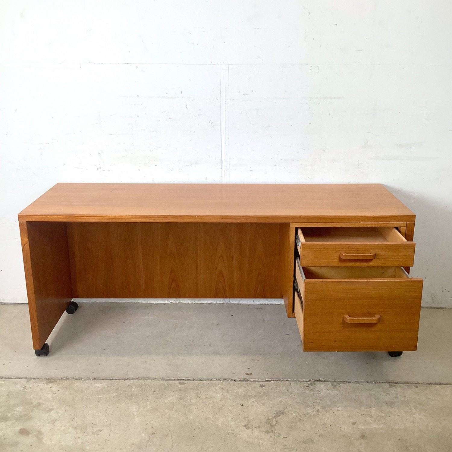 Vintage Danish Modern Teak Pedestal Desk - image-9