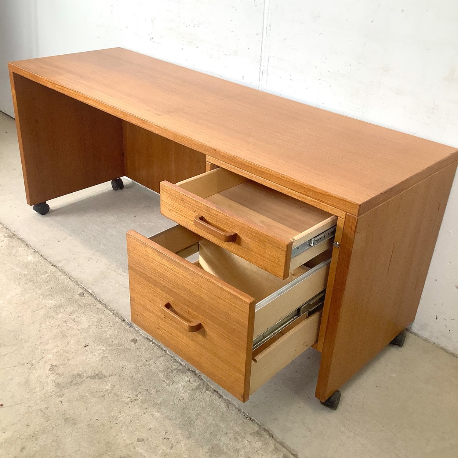 Vintage Danish Modern Teak Pedestal Desk - image-11