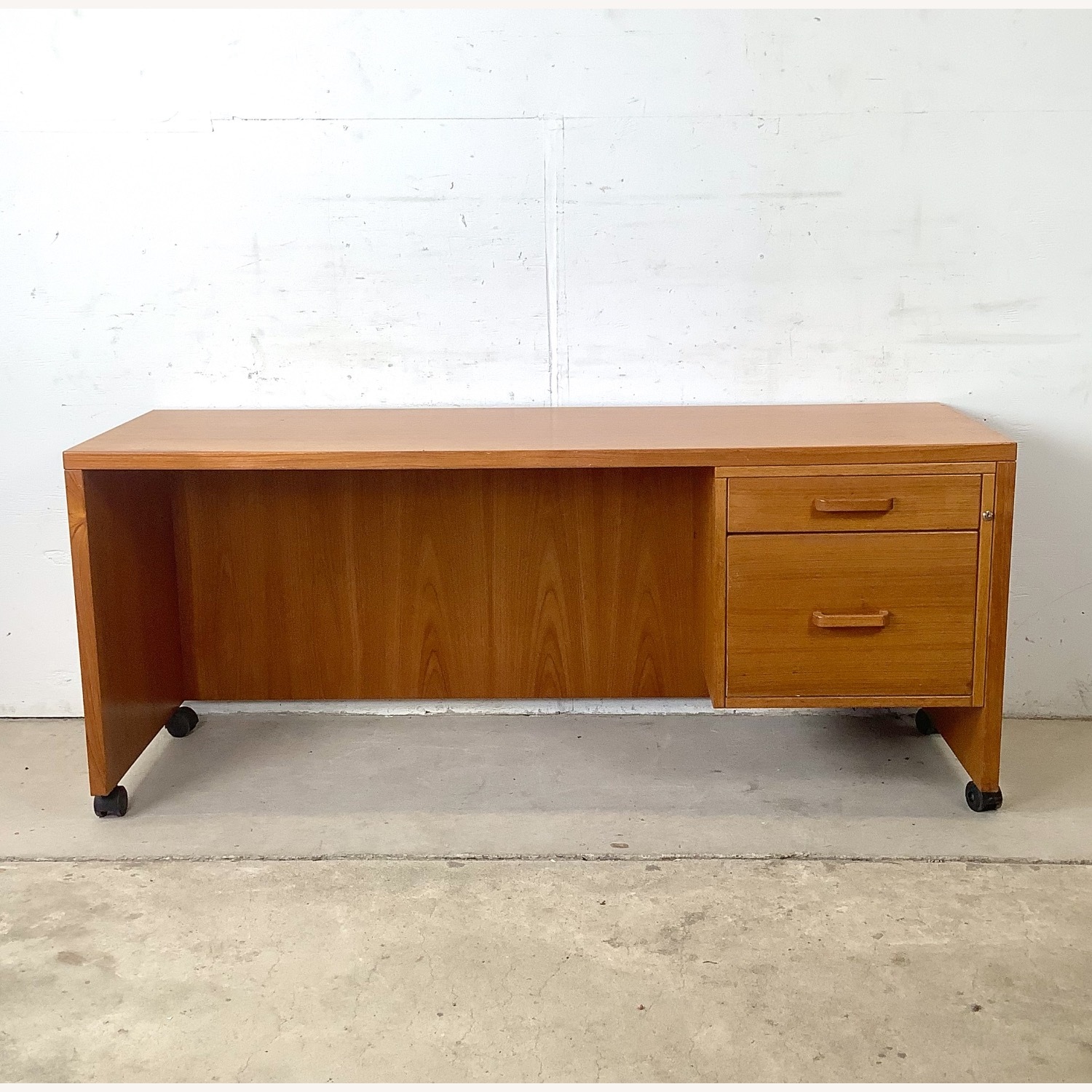 Vintage Danish Modern Teak Pedestal Desk - image-2