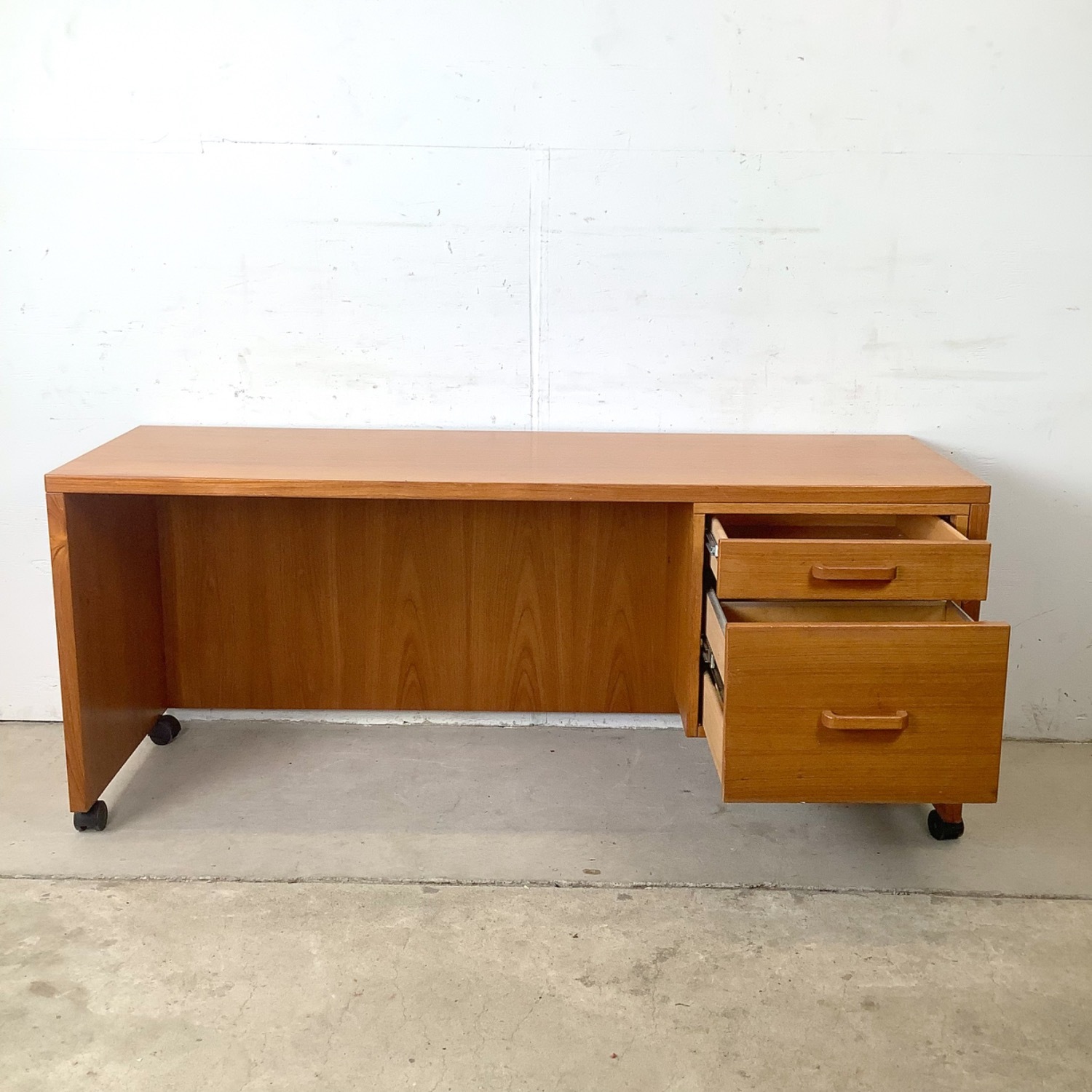 Vintage Danish Modern Teak Pedestal Desk - image-17