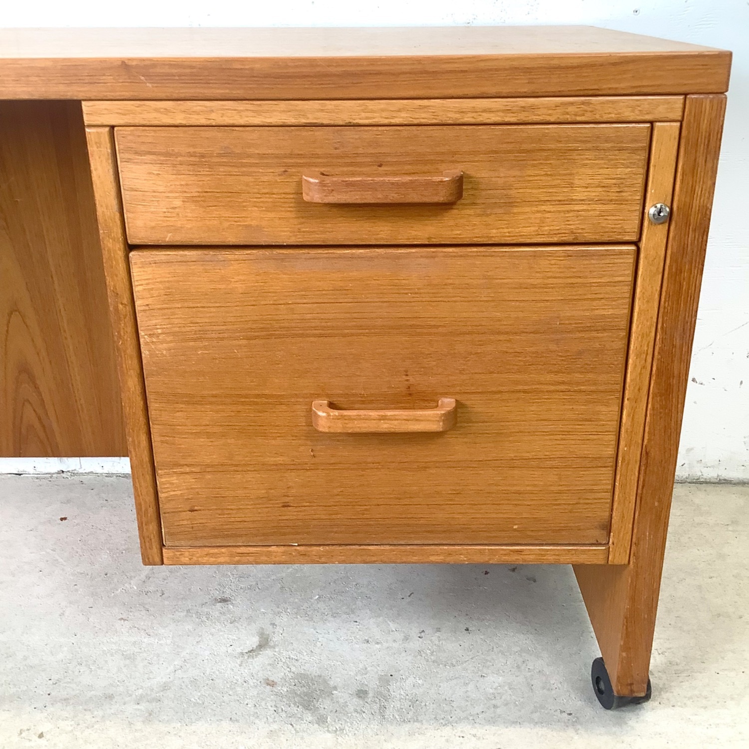 Vintage Danish Modern Teak Pedestal Desk - image-8