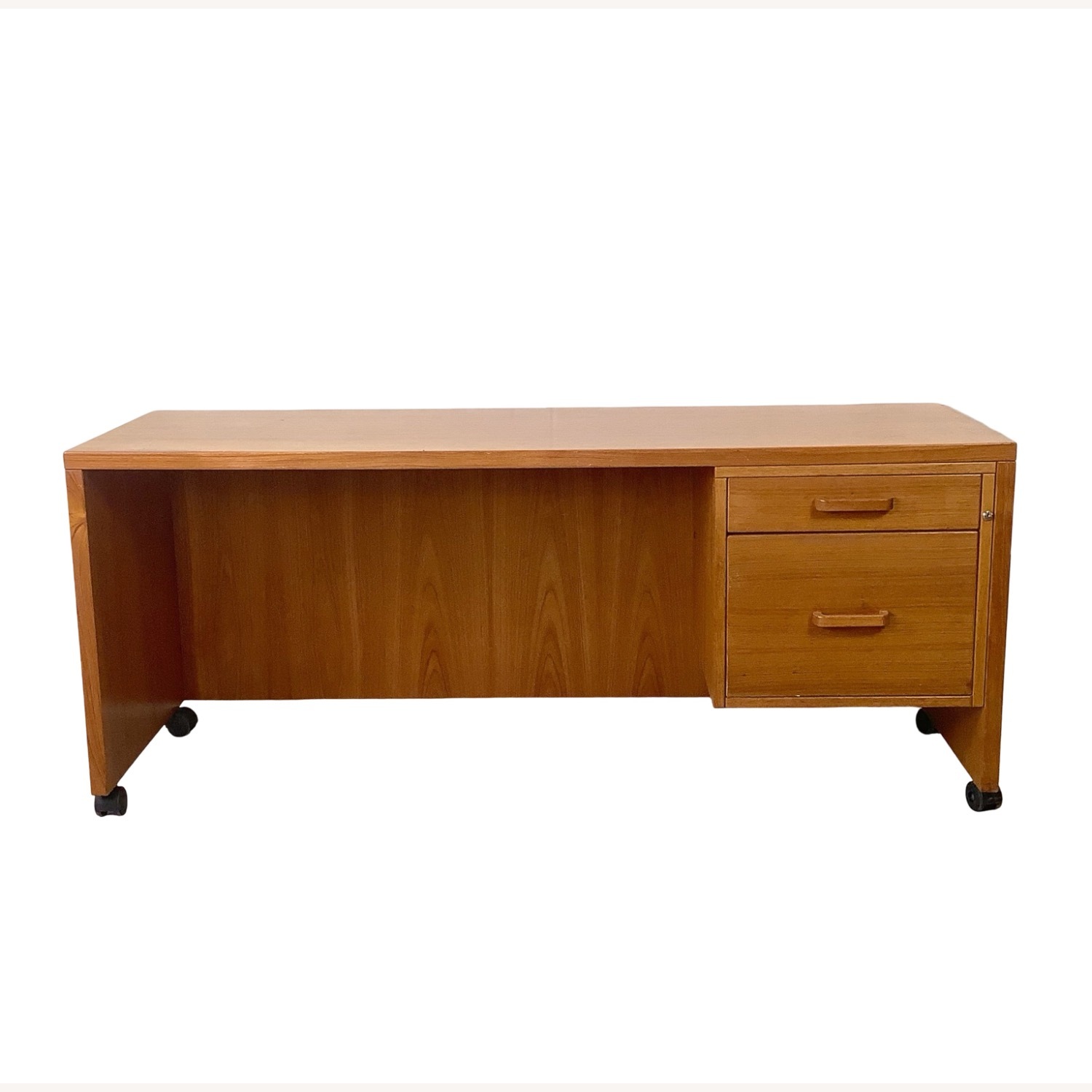 Vintage Danish Modern Teak Pedestal Desk - image-1