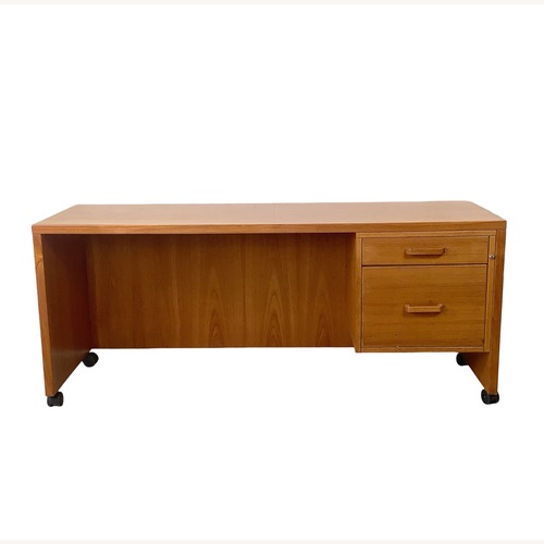 Used Vintage Danish Modern Teak Pedestal Desk for sale on AptDeco