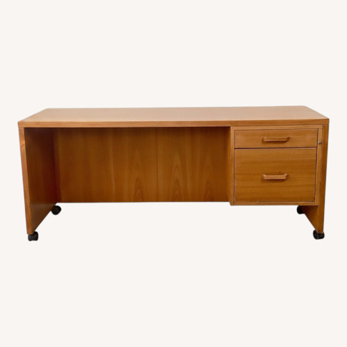 Used Vintage Danish Modern Teak Pedestal Desk for sale on AptDeco