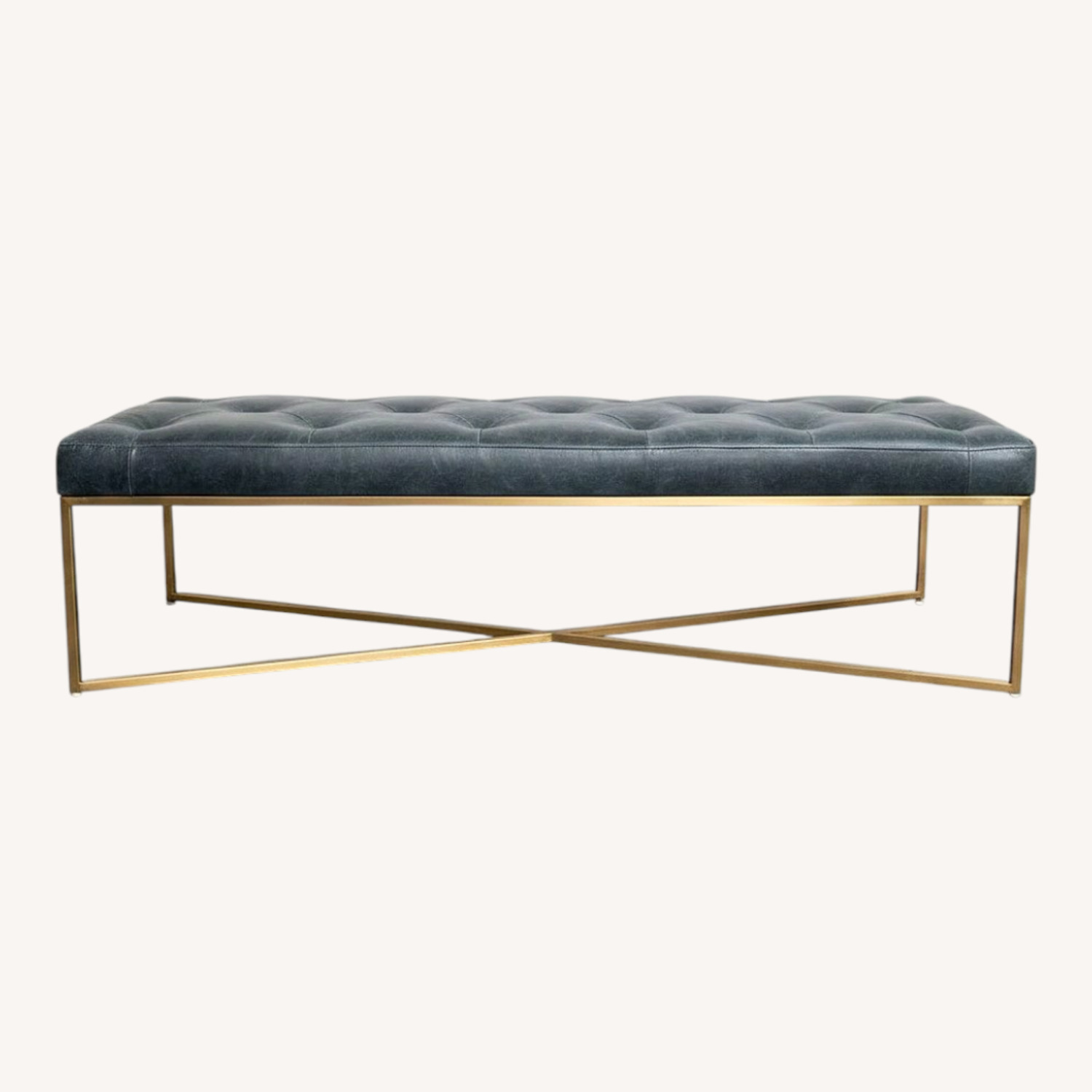Article Blue Leather Bench - image-0