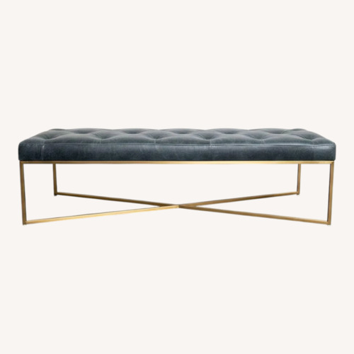 Used Article Blue Leather Bench for sale on AptDeco