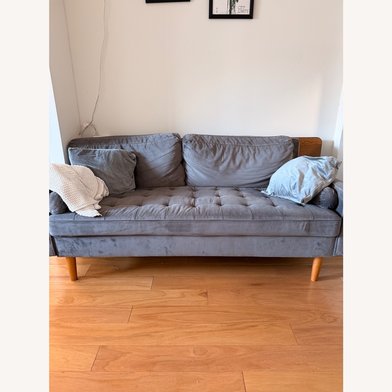 Dark Gray Velvet 2 Seater Sofa - image-1
